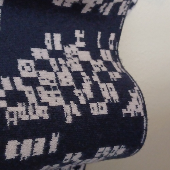 Anthropologie The Beatriz Mock Neck Sweater XL Geometric Navy Cream Soft Boho* - Picture 12 of 15